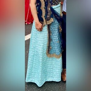 Pale Blue Silver Sequin Lehengas